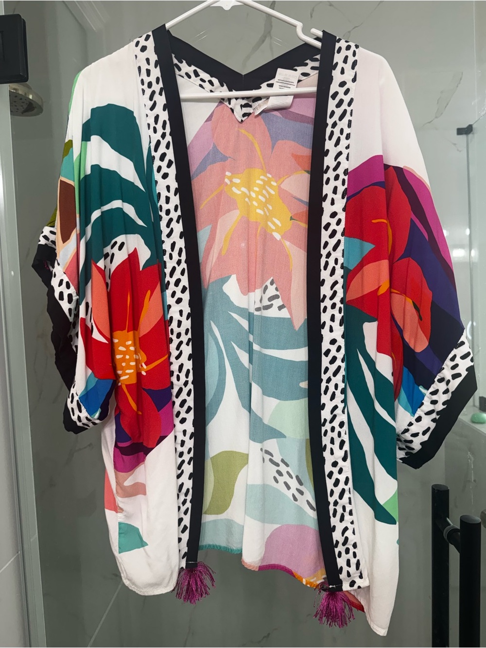 La Blanca Vibrant Floral Open swim cover Kimono Cardigan - Multicolor